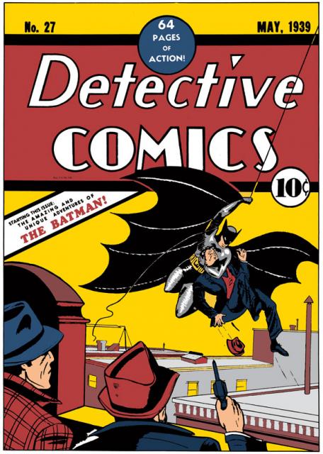 The cover of Detective Comics #27, which marked the first appearance of Batman in 1939.