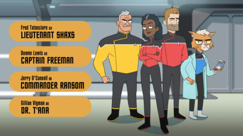 Lt Shaxs, Captain Freeman, Commander Ransom, Dr. T'Ana

Star Trek: Lower Decks