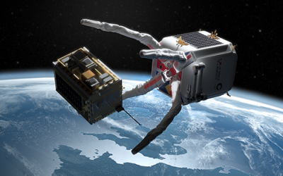 Clearspace-1 Space Junk Collector Target Hit by Space Junk