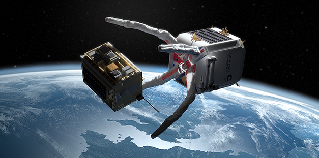 Clearspace-1 Space Junk Collector Target Hit by Space Junk