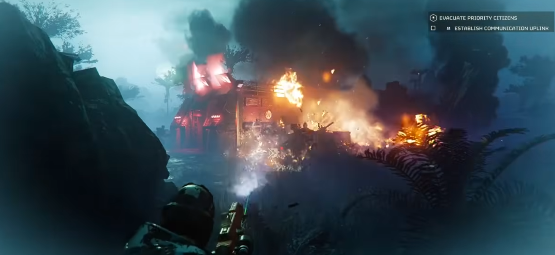 Helldivers 2: SG-225IE Breaker Incendiary mowing down hapless Automatons with reckless abandon.